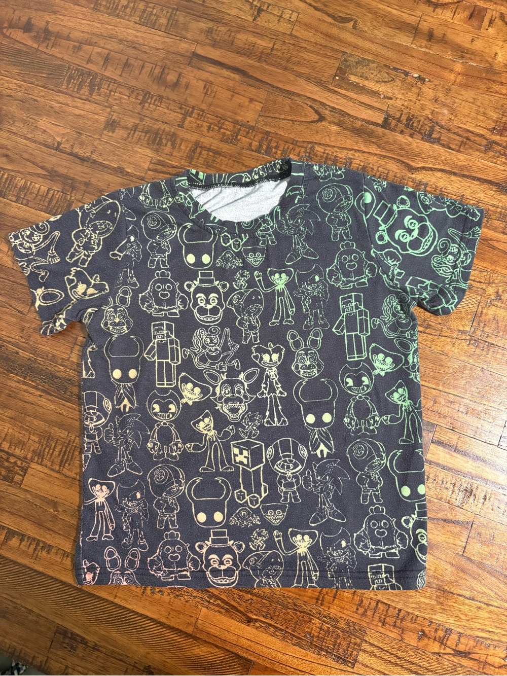Kids Short Sleeve Character Graphic Tee in Neon Green and Yellow